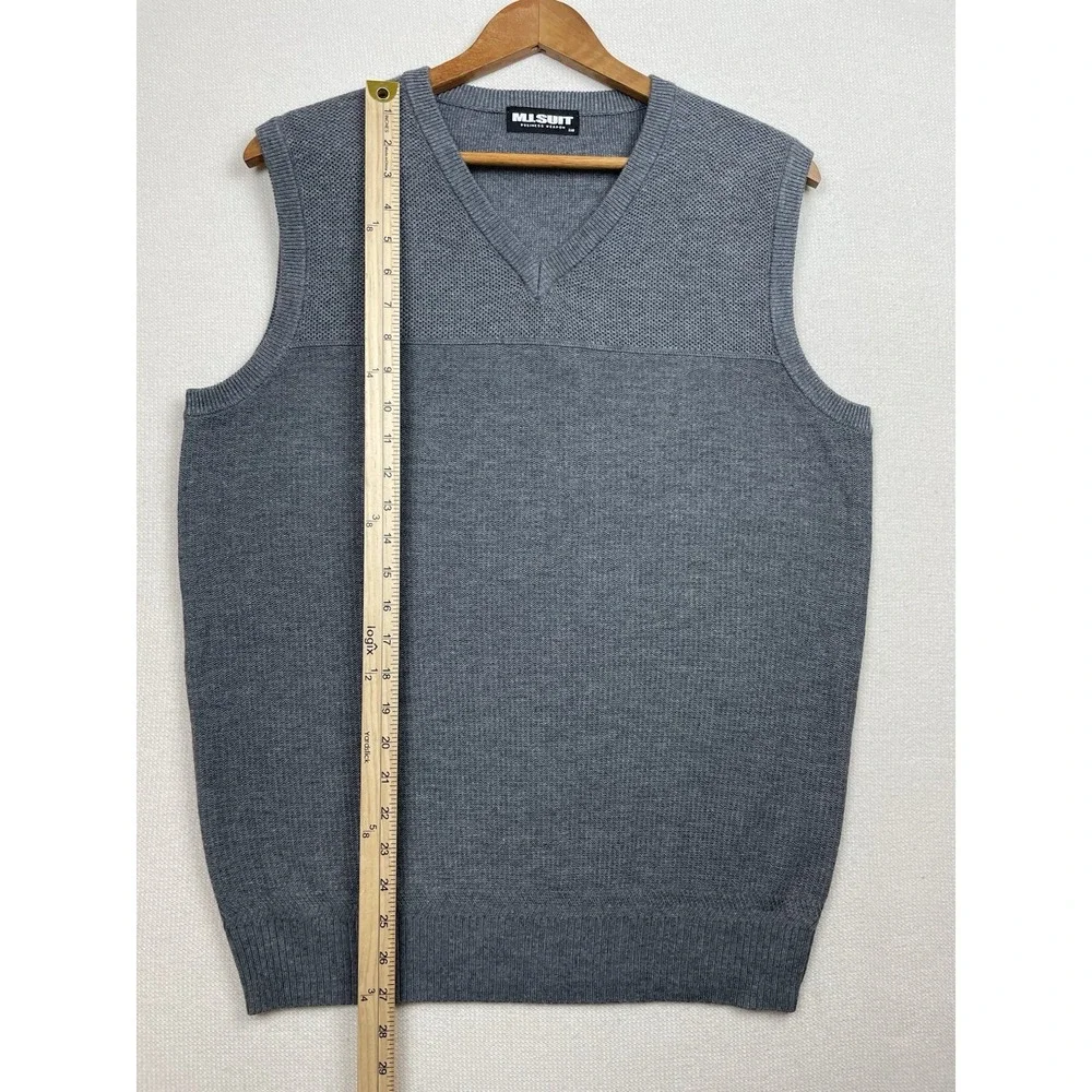 M.I.SUIT Business Weapon Mens Gray Sweater Vest L Preppy Layer Academia Capsule‎